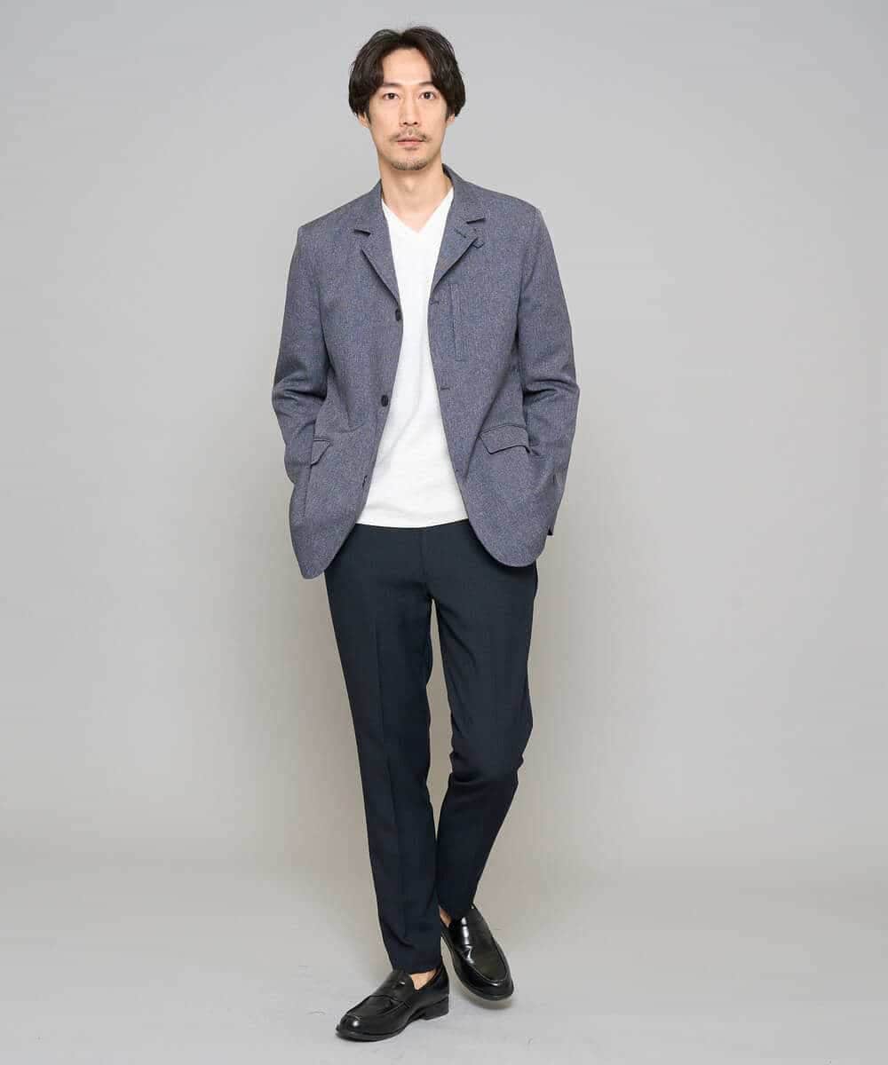 KHLED01069 a.v.v MEN(アー・ヴェ・ヴェ) 【イージーケア/洗濯機で洗える/ストレッチ】グレンチェックストレッチスマートスラックス ネイビー