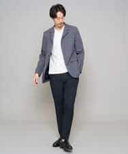 KHLED01069 a.v.v MEN(アー・ヴェ・ヴェ) 【イージーケア/洗濯機で洗える/ストレッチ】グレンチェックストレッチスマートスラックス ネイビー