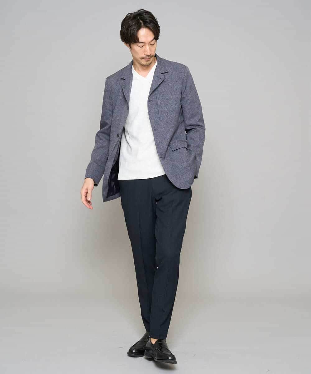 KHLED01069 a.v.v MEN(アー・ヴェ・ヴェ) 【イージーケア/洗濯機で洗える/ストレッチ】グレンチェックストレッチスマートスラックス ネイビー