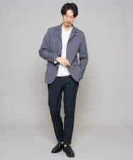 KHLED01069 a.v.v MEN(アー・ヴェ・ヴェ) 【イージーケア/洗濯機で洗える/ストレッチ】グレンチェックストレッチスマートスラックス ネイビー