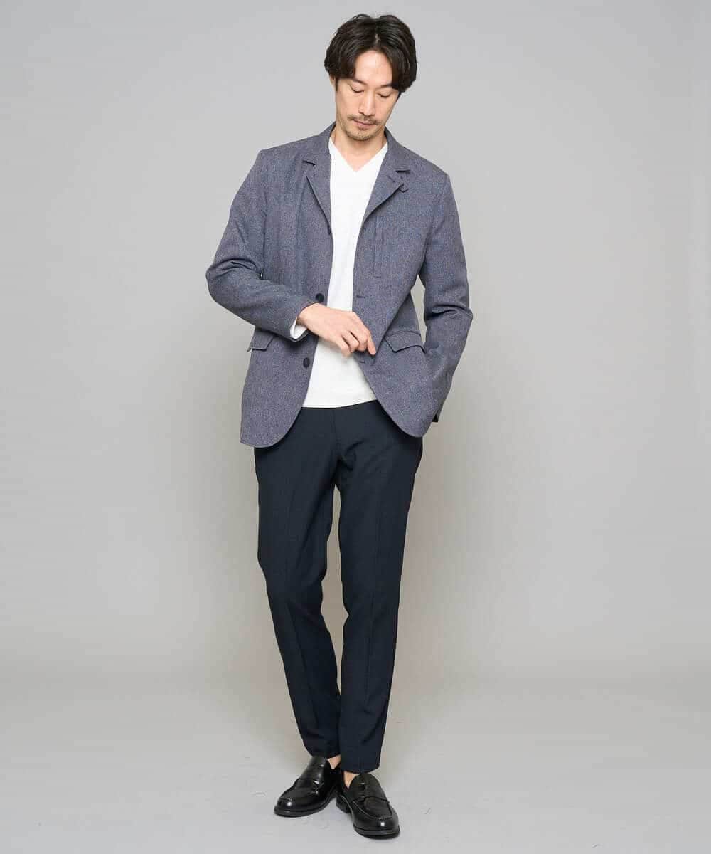 KHLED01069 a.v.v MEN(アー・ヴェ・ヴェ) 【イージーケア/洗濯機で洗える/ストレッチ】グレンチェックストレッチスマートスラックス ネイビー