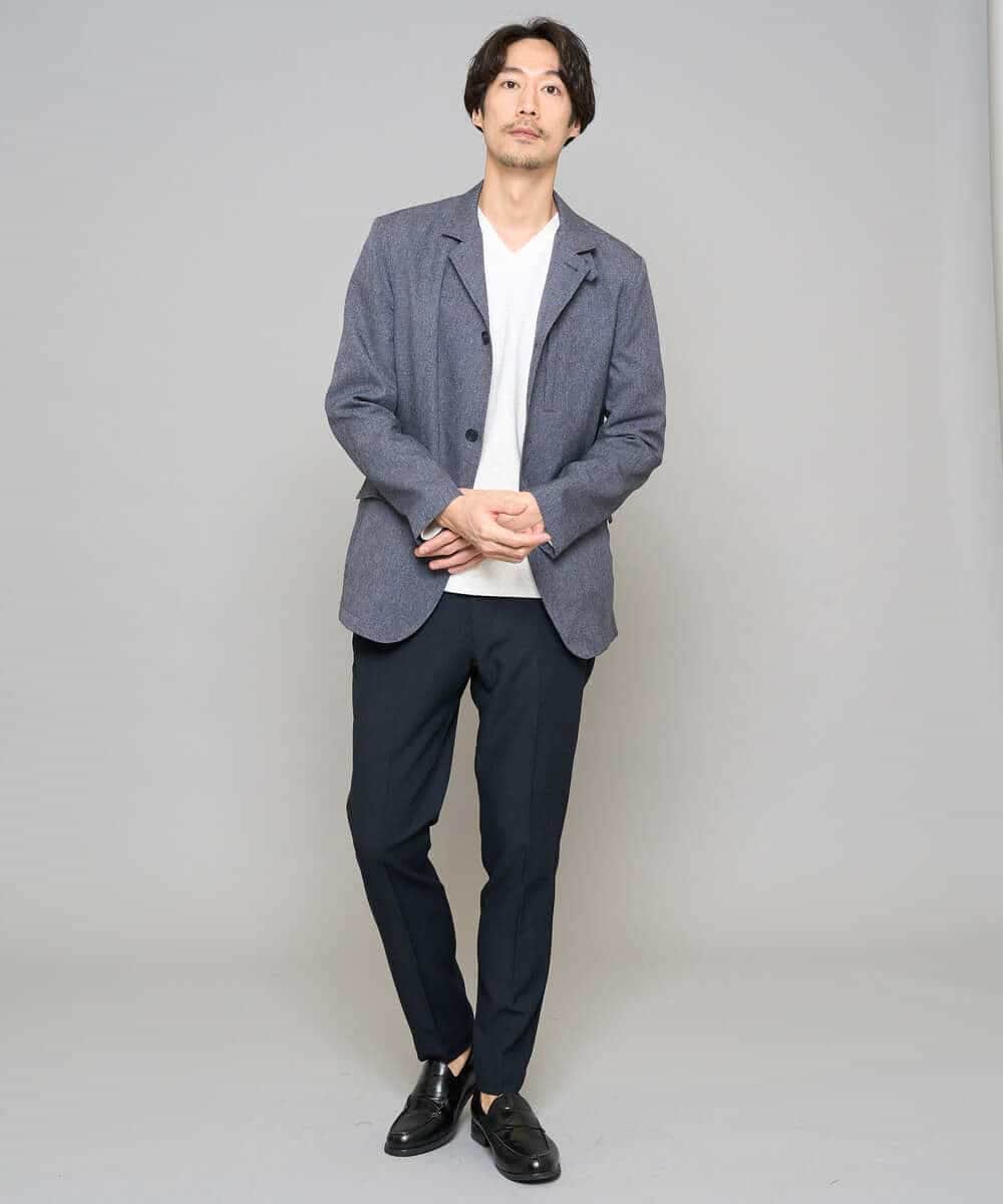 KHLED01069 a.v.v MEN(アー・ヴェ・ヴェ) 【イージーケア/洗濯機で洗える/ストレッチ】グレンチェックストレッチスマートスラックス ネイビー