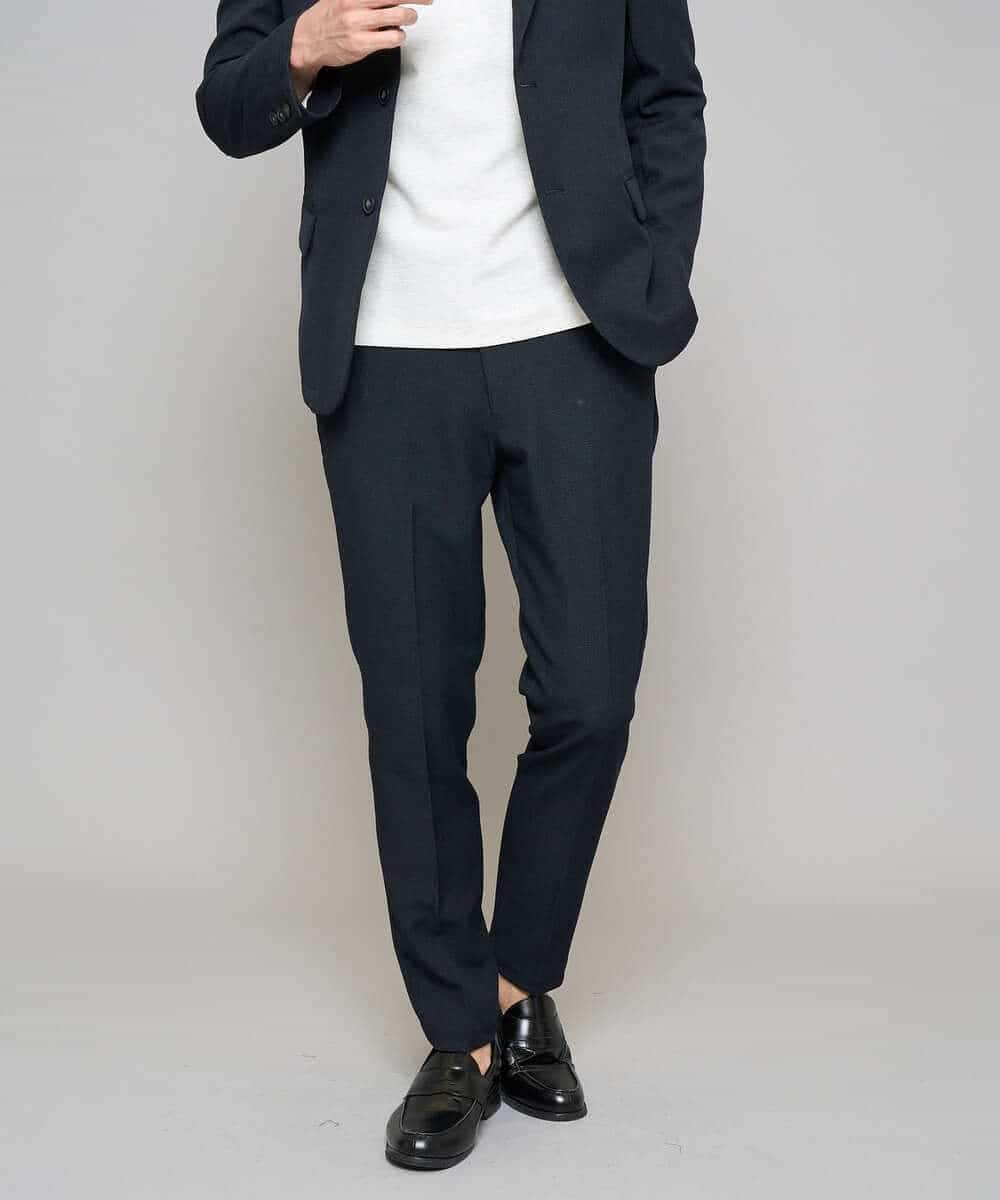 KHLED01069 a.v.v MEN(アー・ヴェ・ヴェ) 【イージーケア/洗濯機で洗える/ストレッチ】グレンチェックストレッチスマートスラックス ネイビー