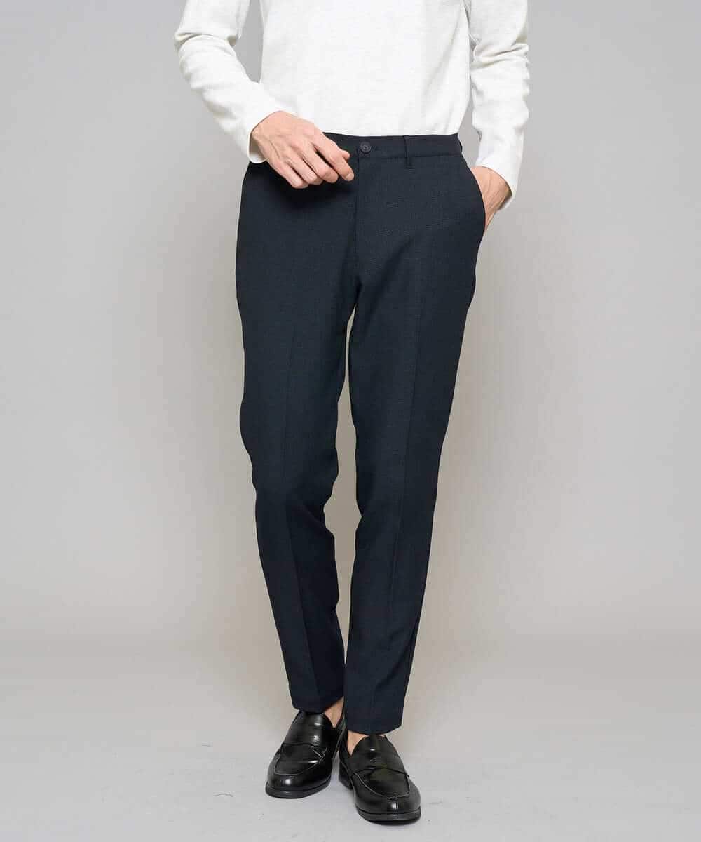 KHLED01069 a.v.v MEN(アー・ヴェ・ヴェ) 【イージーケア/洗濯機で洗える/ストレッチ】グレンチェックストレッチスマートスラックス ネイビー