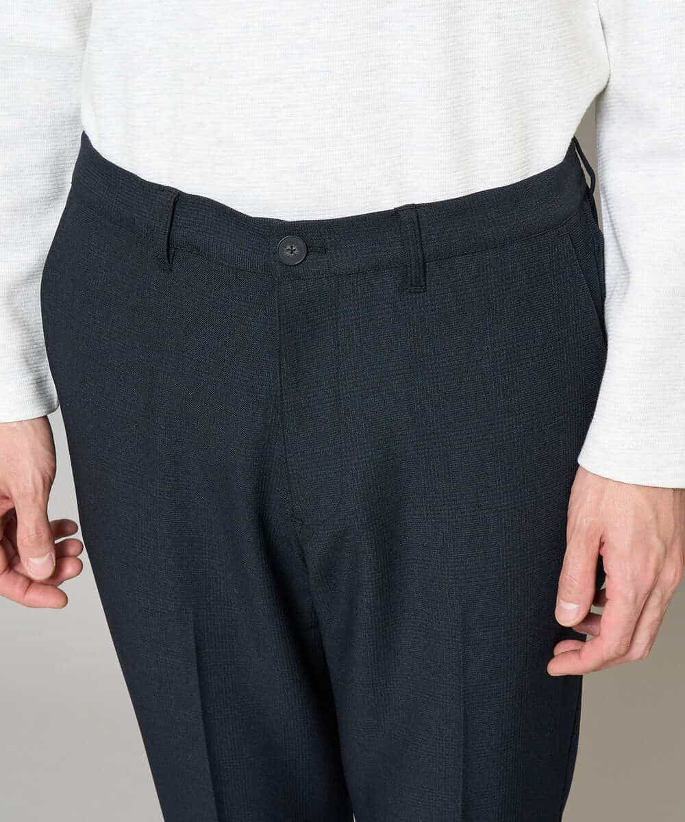 KHLED01069 a.v.v MEN(アー・ヴェ・ヴェ) 【イージーケア/洗濯機で洗える/ストレッチ】グレンチェックストレッチスマートスラックス ネイビー