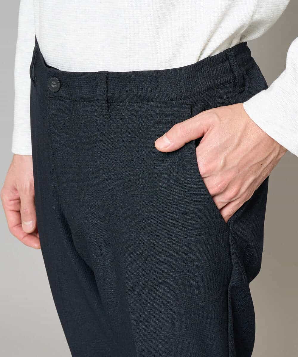 KHLED01069 a.v.v MEN(アー・ヴェ・ヴェ) 【イージーケア/洗濯機で洗える/ストレッチ】グレンチェックストレッチスマートスラックス ネイビー