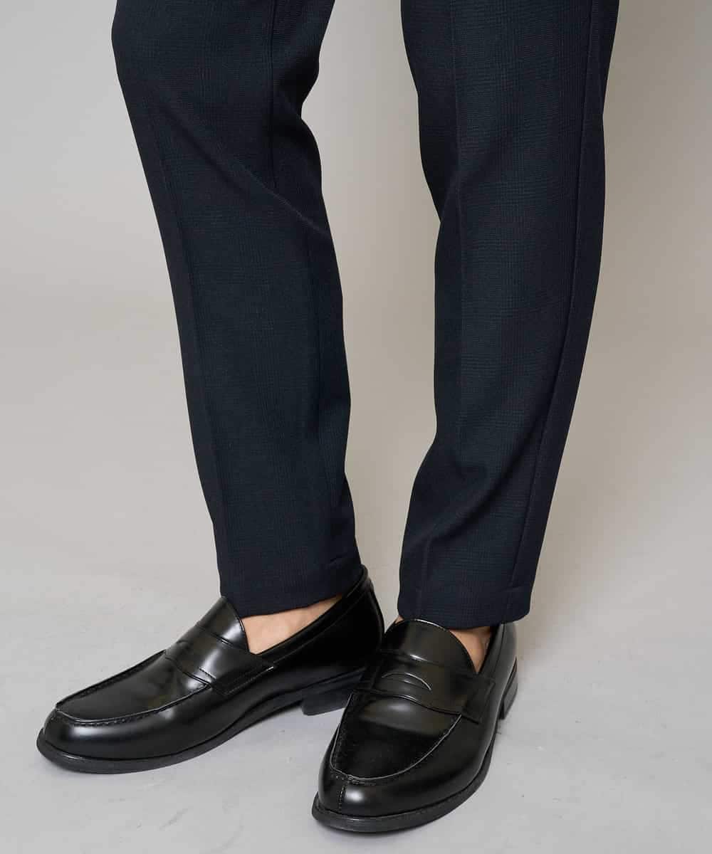 KHLED01069 a.v.v MEN(アー・ヴェ・ヴェ) 【イージーケア/洗濯機で洗える/ストレッチ】グレンチェックストレッチスマートスラックス ネイビー