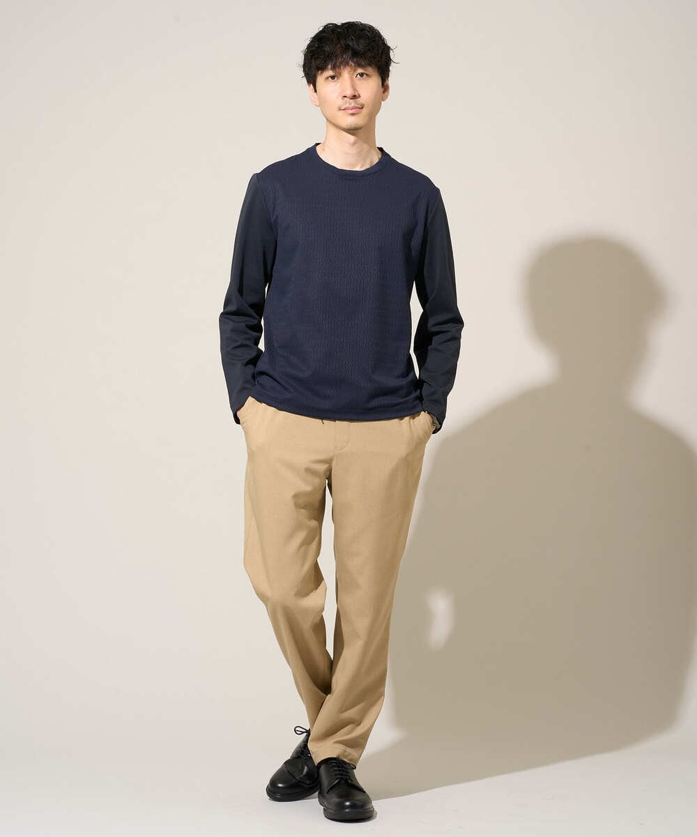 KHLED03069 a.v.v MEN(アー・ヴェ・ヴェ) 【イージーケア/洗濯機で洗える/毛玉になりにくい/ストレッチ】アムンゼンストレッチセミルーズパンツ ベージュ