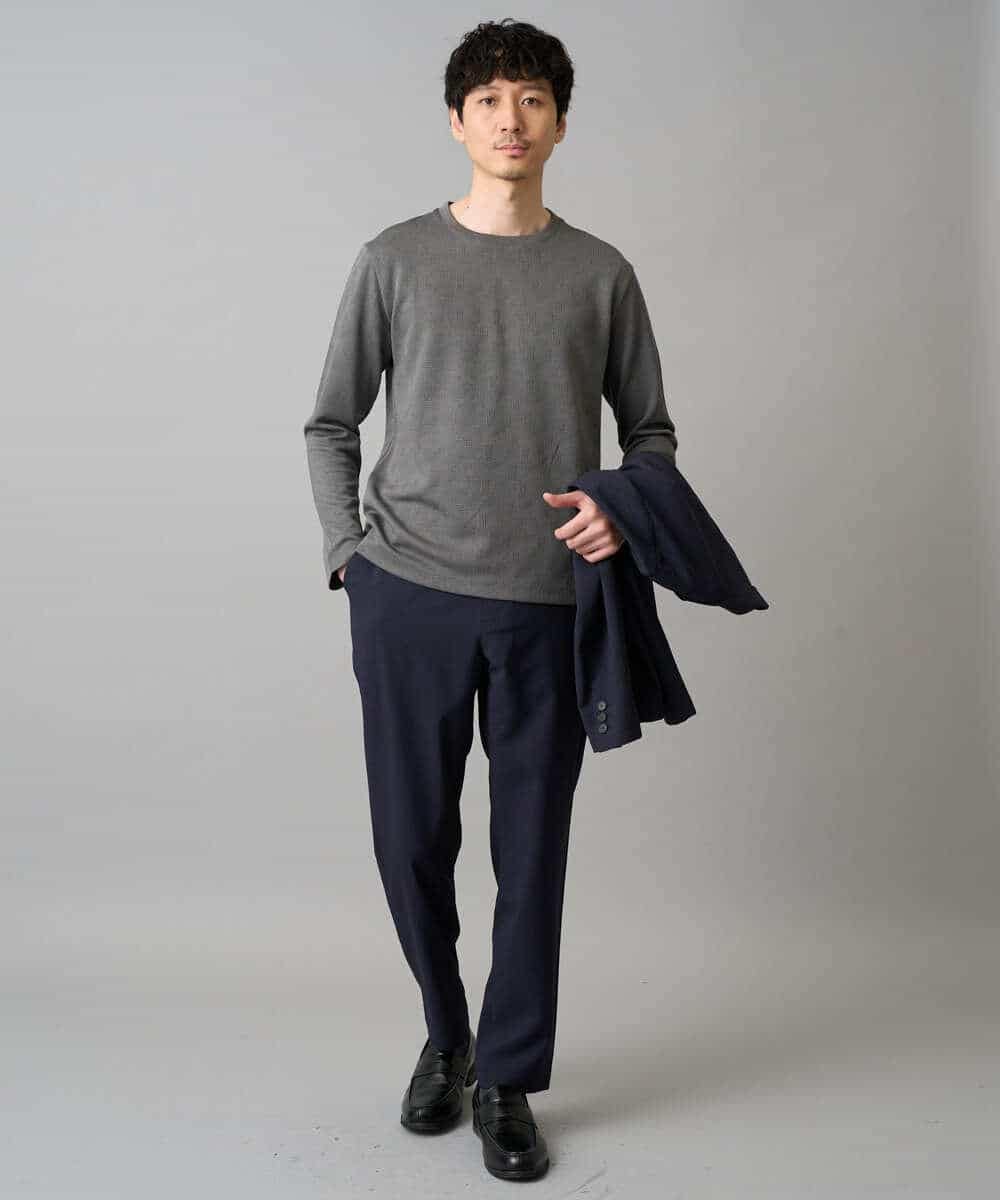 KHLED03069 a.v.v MEN(アー・ヴェ・ヴェ) 【イージーケア/洗濯機で洗える/毛玉になりにくい/ストレッチ】アムンゼンストレッチセミルーズパンツ ベージュ