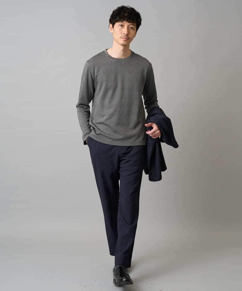 KHLED03069 a.v.v MEN(アー・ヴェ・ヴェ) 【イージーケア/洗濯機で洗える/毛玉になりにくい/ストレッチ】アムンゼンストレッチセミルーズパンツ ベージュ