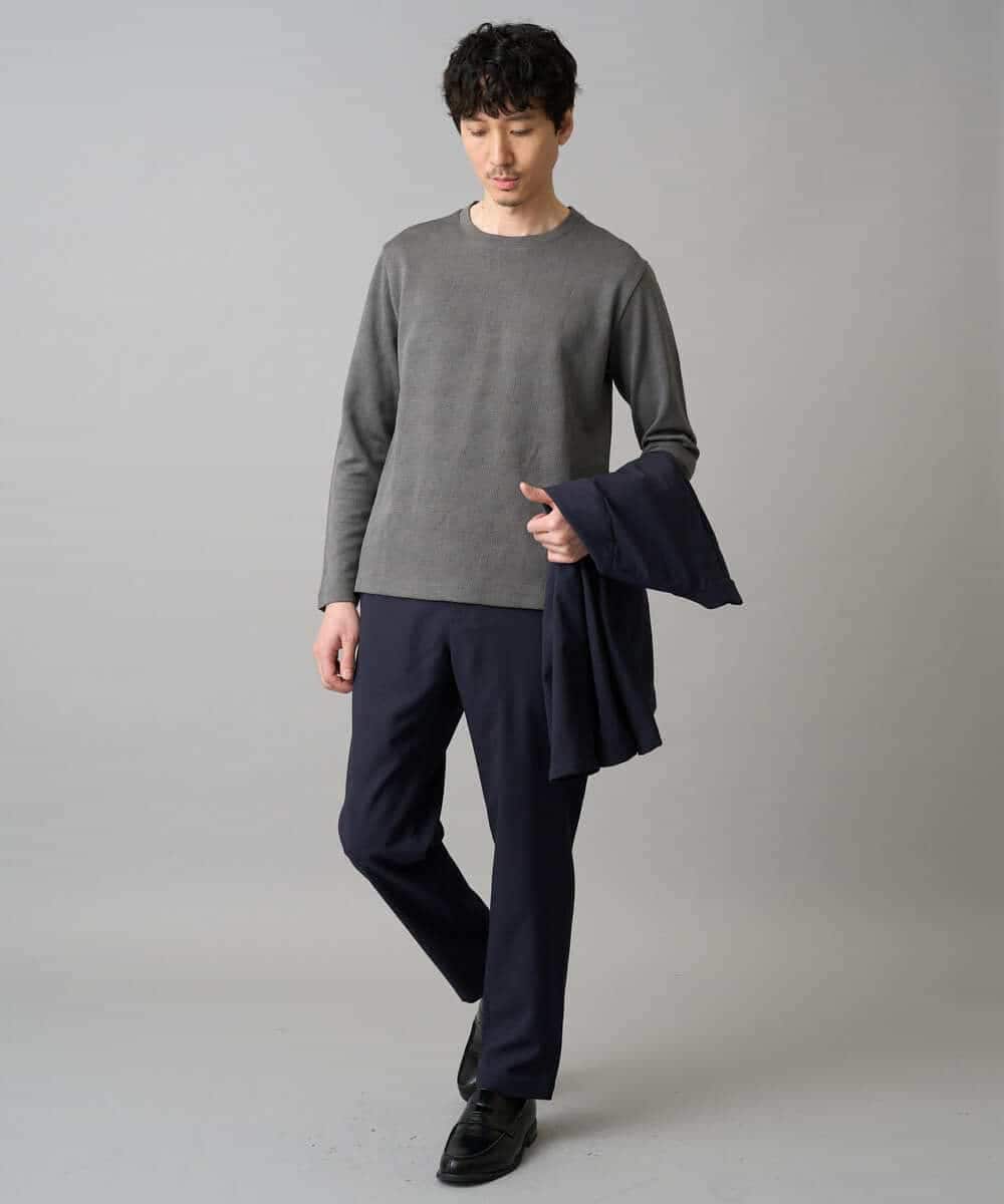 KHLED03069 a.v.v MEN(アー・ヴェ・ヴェ) 【イージーケア/洗濯機で洗える/毛玉になりにくい/ストレッチ】アムンゼンストレッチセミルーズパンツ ベージュ