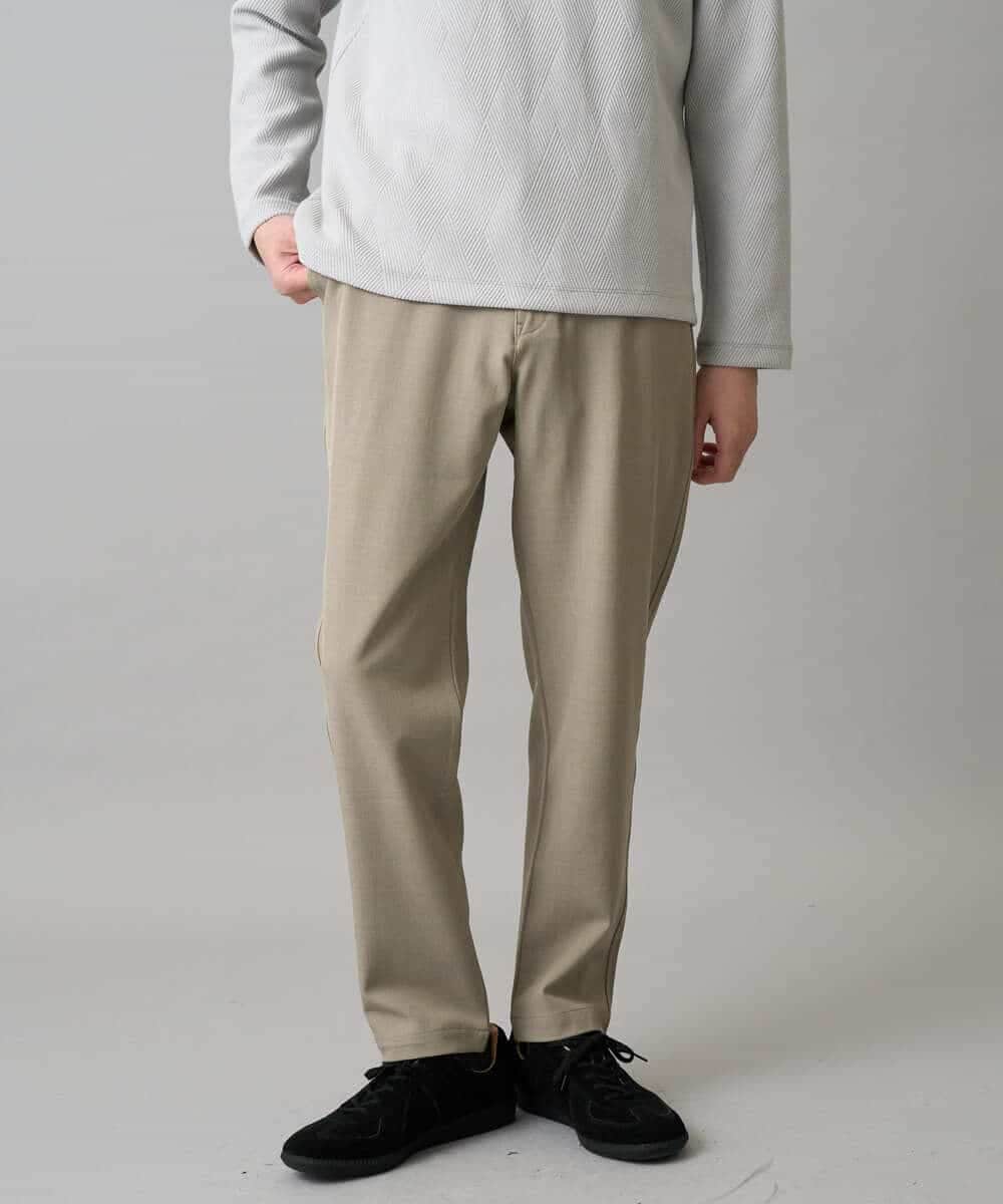 KHLED04064 a.v.v MEN(アー・ヴェ・ヴェ) 【イージーケア/洗濯機で洗える/毛玉になりにくい/ストレッチ】メランジツイルセミルーズパンツ ベージュ