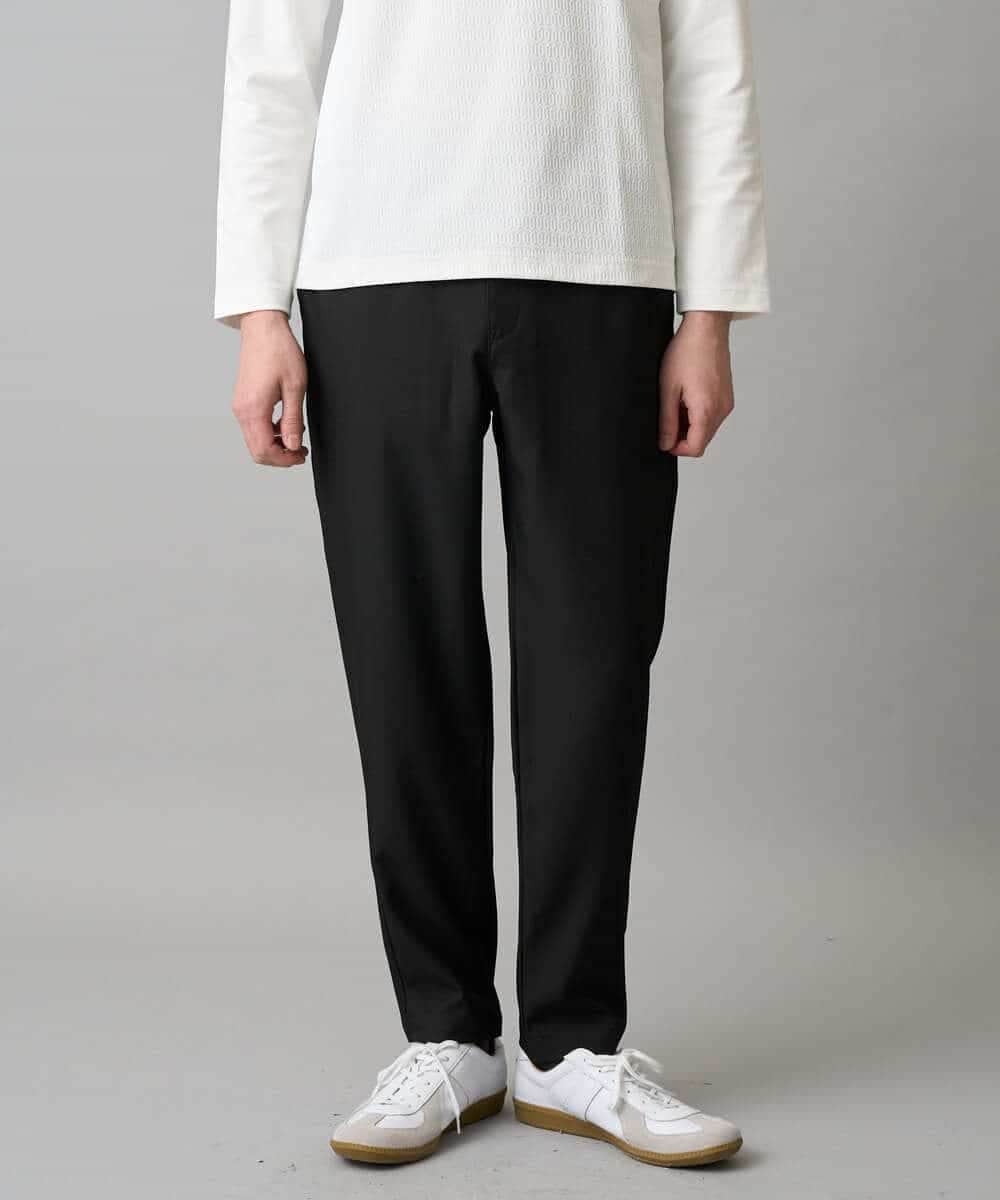 KHLED04064 a.v.v MEN(アー・ヴェ・ヴェ) 【イージーケア/洗濯機で洗える/毛玉になりにくい/ストレッチ】メランジツイルセミルーズパンツ ブラック