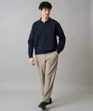 KHLED04064 a.v.v MEN(アー・ヴェ・ヴェ) 【イージーケア/洗濯機で洗える/毛玉になりにくい/ストレッチ】メランジツイルセミルーズパンツ ブラック