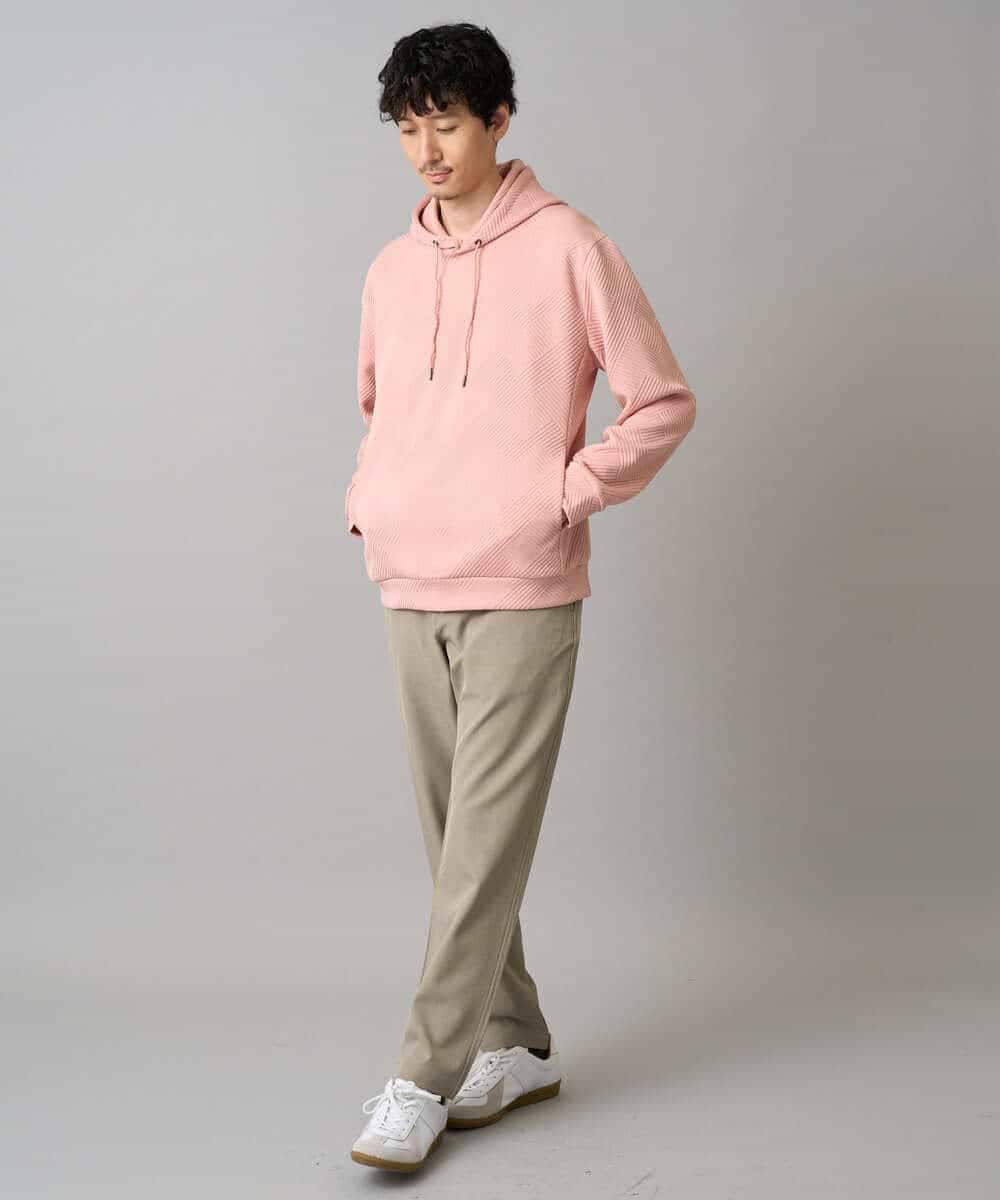 KHLED04064 a.v.v MEN(アー・ヴェ・ヴェ) 【イージーケア/洗濯機で洗える/毛玉になりにくい/ストレッチ】メランジツイルセミルーズパンツ ブラック