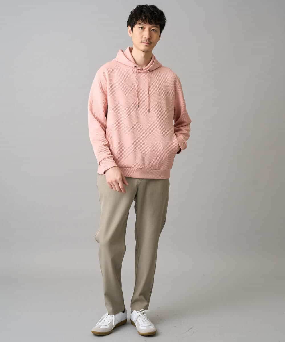 KHLED04064 a.v.v MEN(アー・ヴェ・ヴェ) 【イージーケア/洗濯機で洗える/毛玉になりにくい/ストレッチ】メランジツイルセミルーズパンツ ブラック