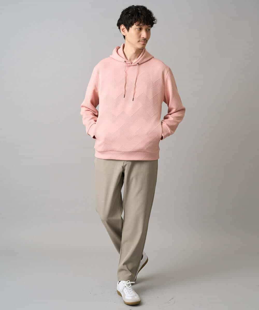 KHLED04064 a.v.v MEN(アー・ヴェ・ヴェ) 【イージーケア/洗濯機で洗える/毛玉になりにくい/ストレッチ】メランジツイルセミルーズパンツ ブラック