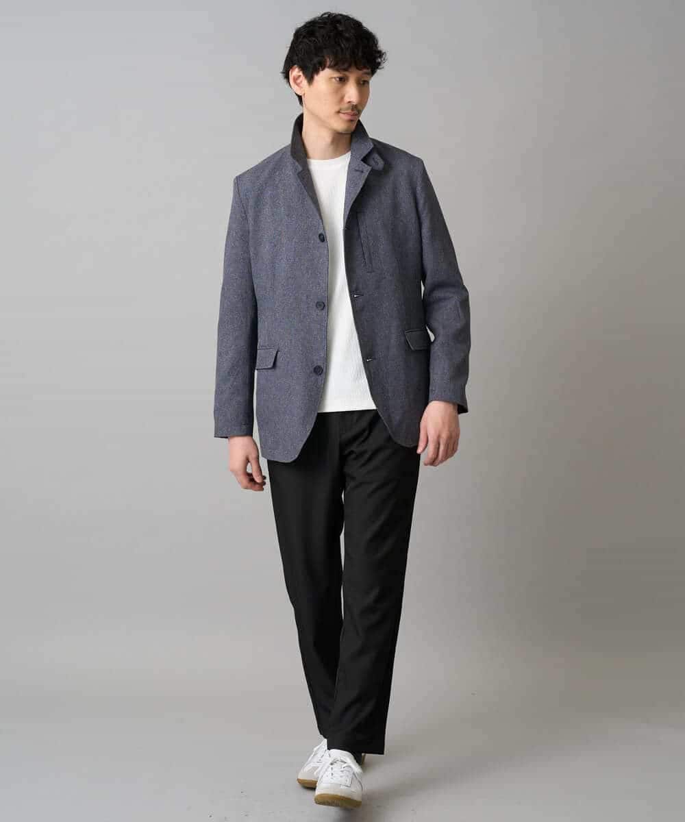 KHLED04064 a.v.v MEN(アー・ヴェ・ヴェ) 【イージーケア/洗濯機で洗える/毛玉になりにくい/ストレッチ】メランジツイルセミルーズパンツ ブラック