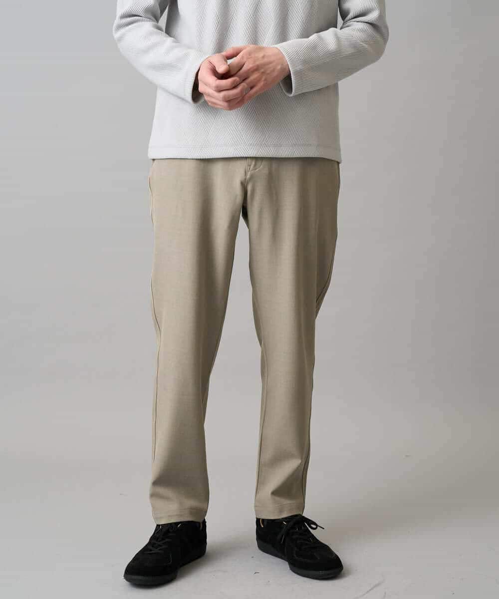 KHLED04064 a.v.v MEN(アー・ヴェ・ヴェ) 【イージーケア/洗濯機で洗える/毛玉になりにくい/ストレッチ】メランジツイルセミルーズパンツ ブラック