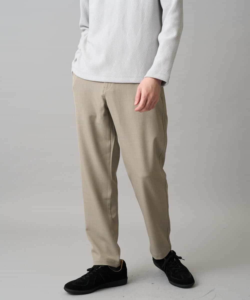 KHLED04064 a.v.v MEN(アー・ヴェ・ヴェ) 【イージーケア/洗濯機で洗える/毛玉になりにくい/ストレッチ】メランジツイルセミルーズパンツ ブラック