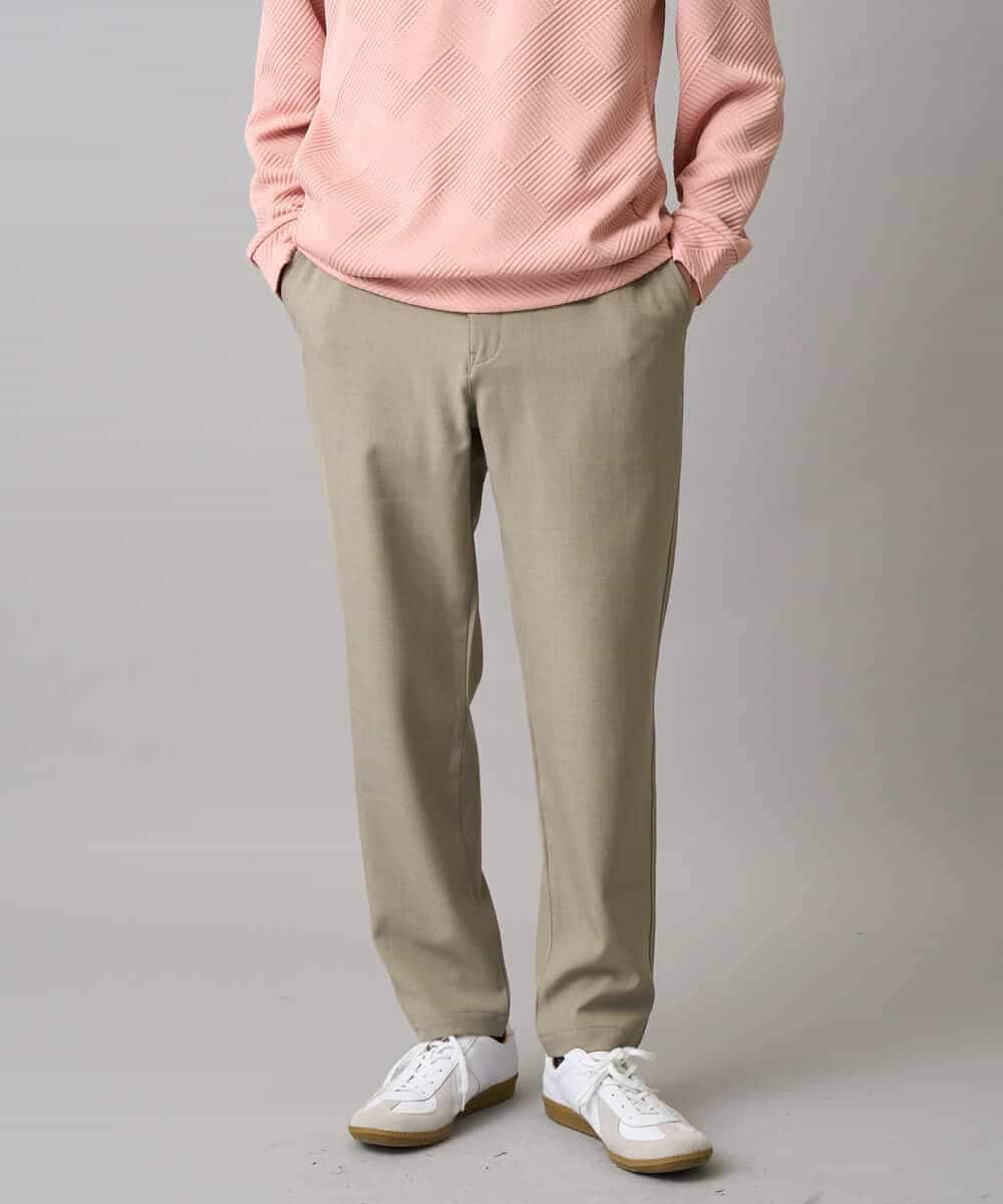 KHLED04064 a.v.v MEN(アー・ヴェ・ヴェ) 【イージーケア/洗濯機で洗える/毛玉になりにくい/ストレッチ】メランジツイルセミルーズパンツ ブラック