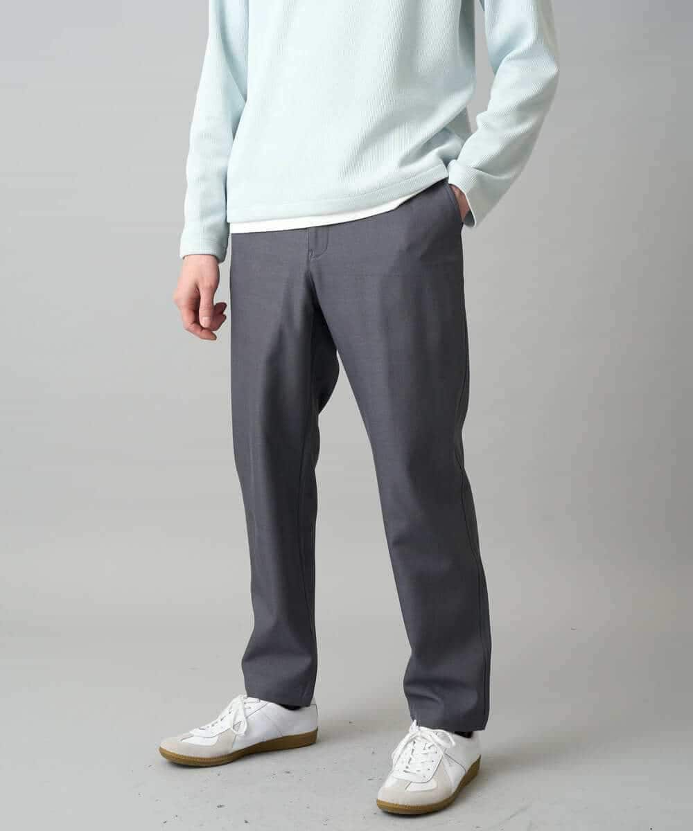 KHLED04064 a.v.v MEN(アー・ヴェ・ヴェ) 【イージーケア/洗濯機で洗える/毛玉になりにくい/ストレッチ】メランジツイルセミルーズパンツ ブラック