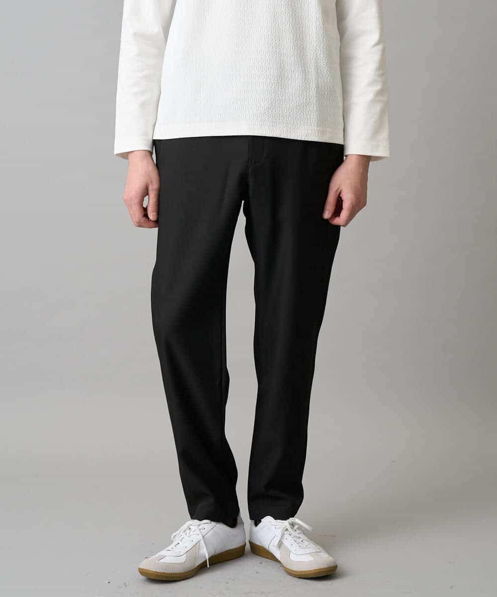 KHLED04064 a.v.v MEN(アー・ヴェ・ヴェ) 【イージーケア/洗濯機で洗える/毛玉になりにくい/ストレッチ】メランジツイルセミルーズパンツ ブラック