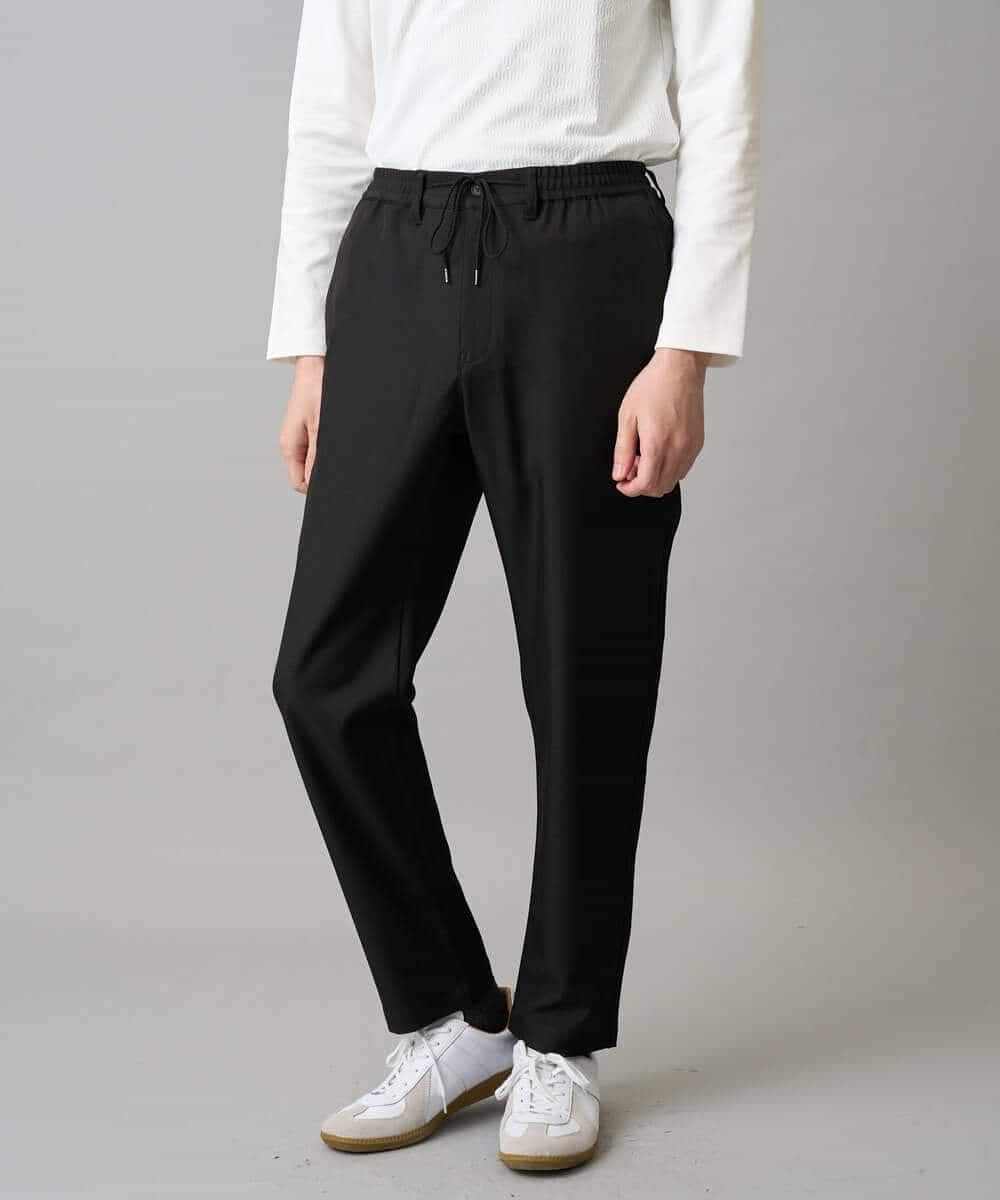 KHLED04064 a.v.v MEN(アー・ヴェ・ヴェ) 【イージーケア/洗濯機で洗える/毛玉になりにくい/ストレッチ】メランジツイルセミルーズパンツ ブラック