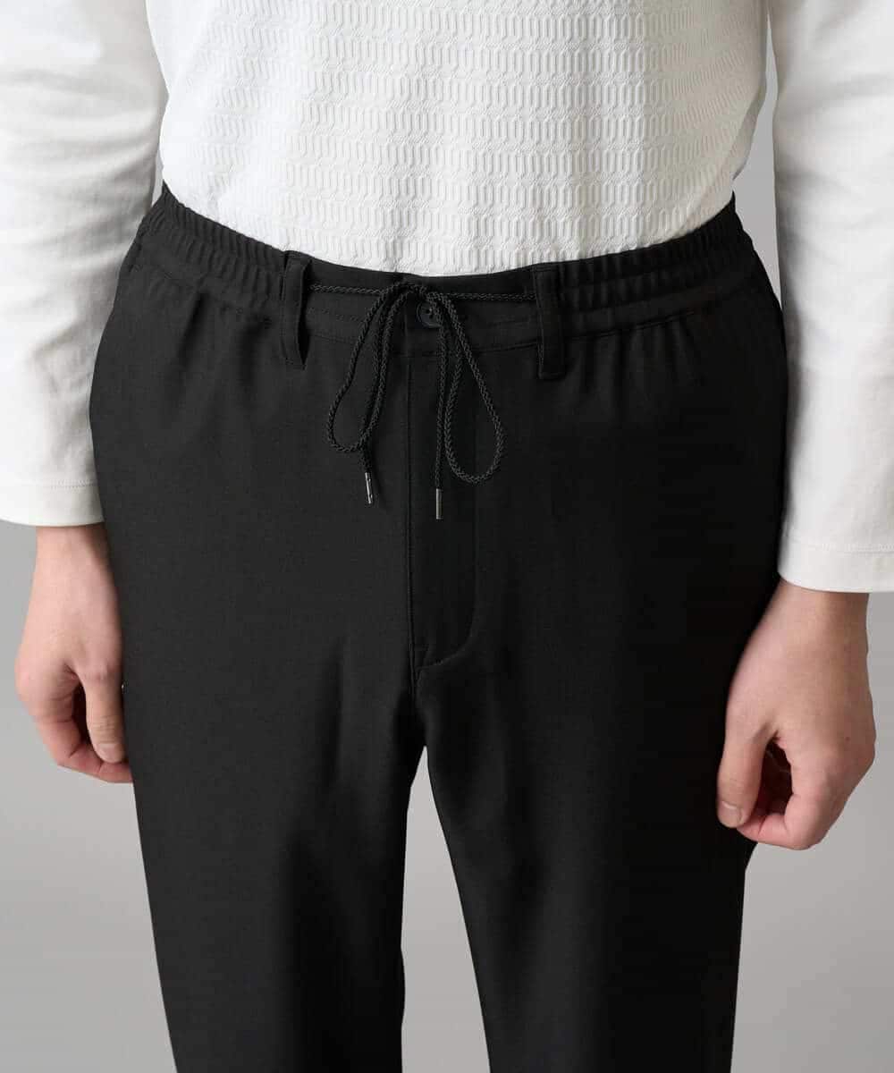 KHLED04064 a.v.v MEN(アー・ヴェ・ヴェ) 【イージーケア/洗濯機で洗える/毛玉になりにくい/ストレッチ】メランジツイルセミルーズパンツ ブラック