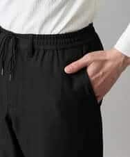 KHLED04064 a.v.v MEN(アー・ヴェ・ヴェ) 【イージーケア/洗濯機で洗える/毛玉になりにくい/ストレッチ】メランジツイルセミルーズパンツ ブラック