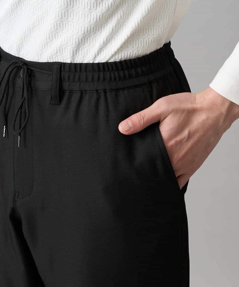 KHLED04064 a.v.v MEN(アー・ヴェ・ヴェ) 【イージーケア/洗濯機で洗える/毛玉になりにくい/ストレッチ】メランジツイルセミルーズパンツ ブラック