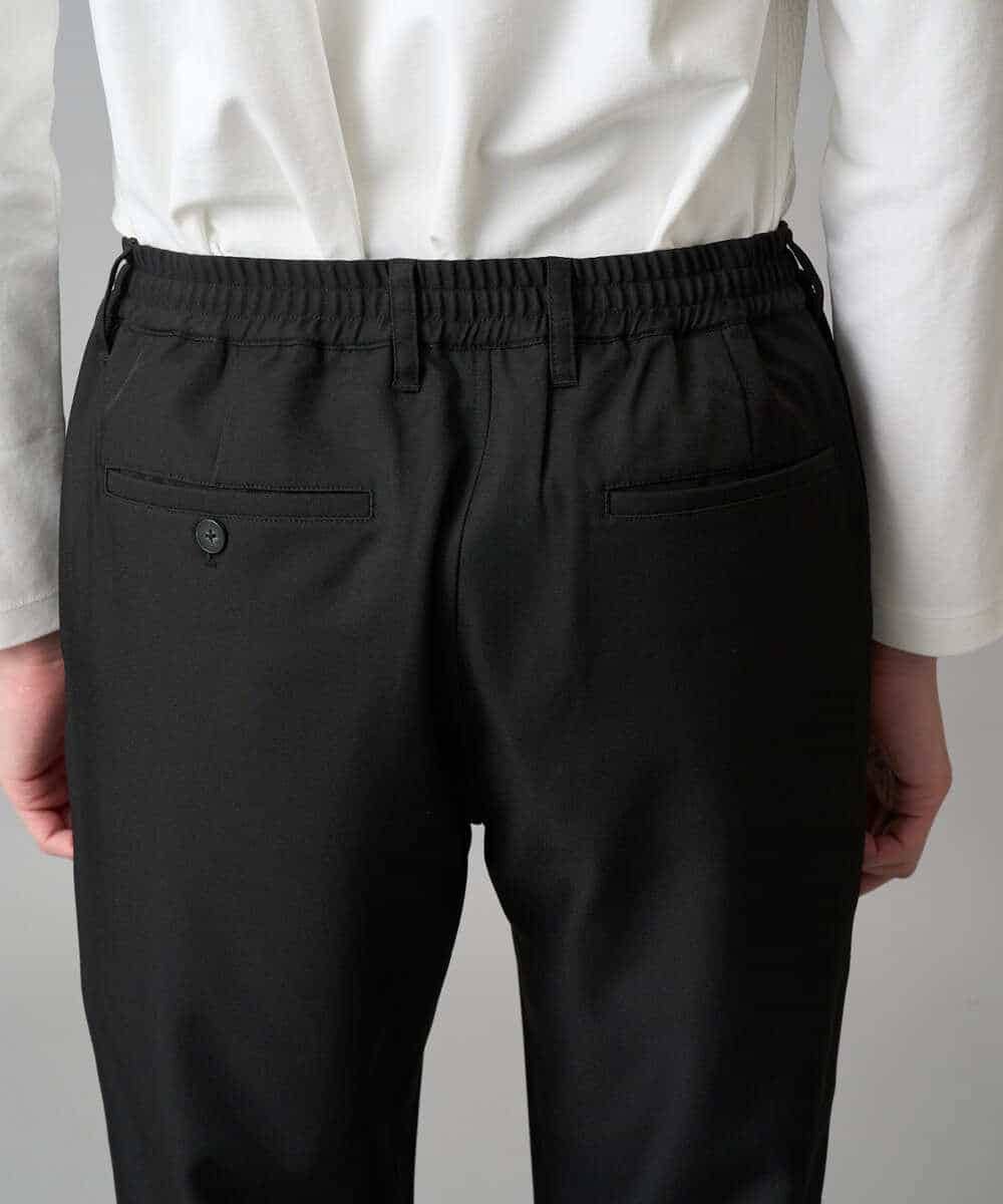 KHLED04064 a.v.v MEN(アー・ヴェ・ヴェ) 【イージーケア/洗濯機で洗える/毛玉になりにくい/ストレッチ】メランジツイルセミルーズパンツ ブラック