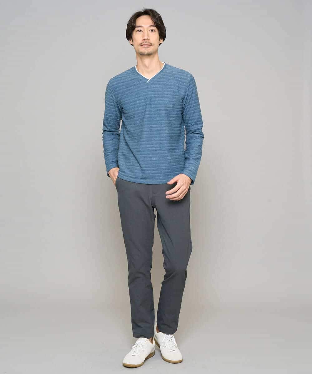 KHLED06069 a.v.v MEN(アー・ヴェ・ヴェ) 【イージーケア/洗濯機で洗える/毛玉になりにくい/ストレッチ】チノストレッチテーパードパンツ ダークグレー