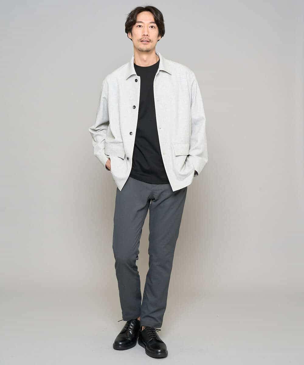 KHLED06069 a.v.v MEN(アー・ヴェ・ヴェ) 【イージーケア/洗濯機で洗える/毛玉になりにくい/ストレッチ】チノストレッチテーパードパンツ ダークグレー