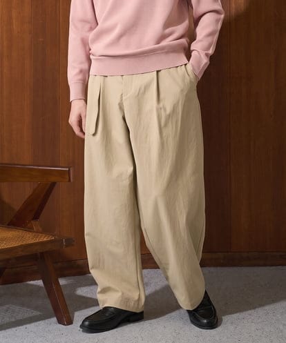 KHLED07069 a.v.v MEN ＼大人の美シルエットワイドパンツ／ベルト付きワイドテーパードチノパンツ【イージーケア/洗濯機で洗える/毛玉になりにくい/ストレッチ】