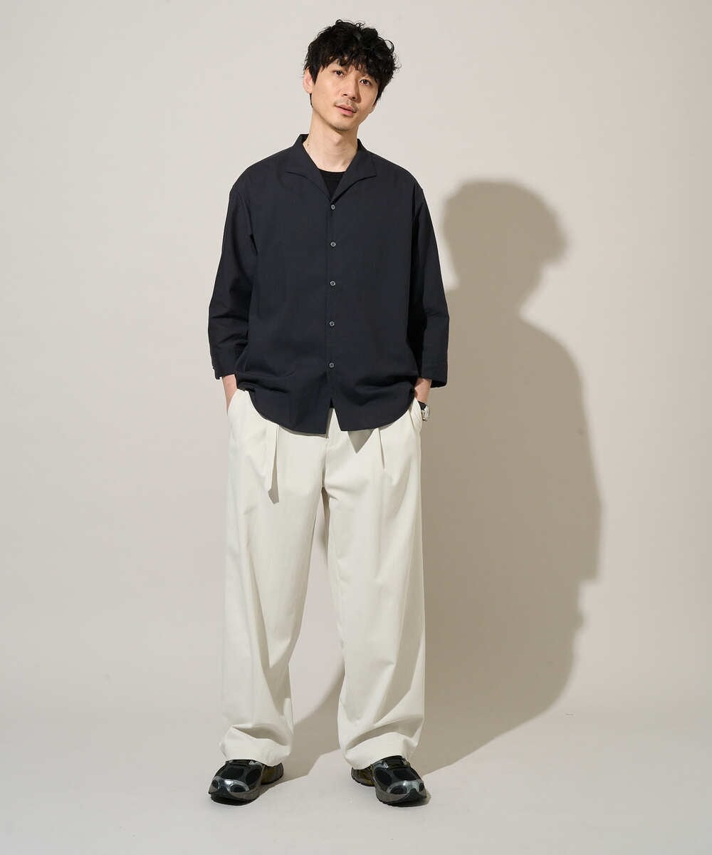 KHLED07069 a.v.v MEN(アー・ヴェ・ヴェ) 【イージーケア/洗濯機で洗える/毛玉になりにくい/ストレッチ】ベルト付きワイドテーパードチノパンツ ベージュ