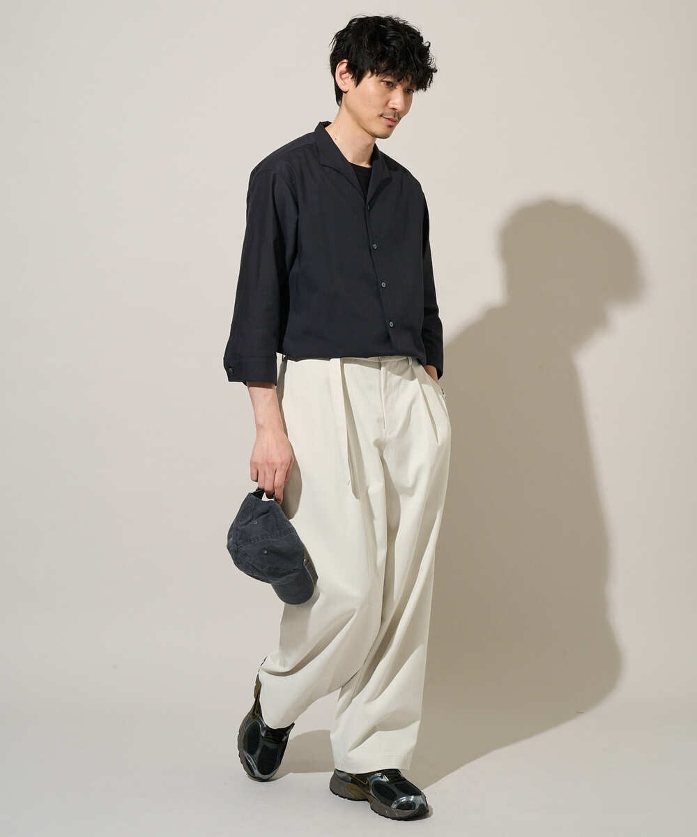 KHLED07069 a.v.v MEN(アー・ヴェ・ヴェ) 【イージーケア/洗濯機で洗える/毛玉になりにくい/ストレッチ】ベルト付きワイドテーパードチノパンツ ベージュ