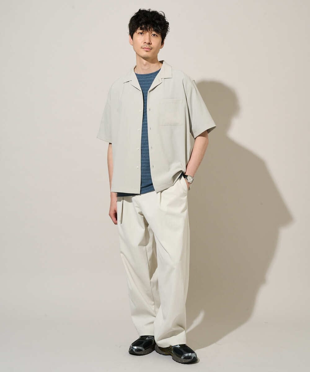 KHLED07069 a.v.v MEN(アー・ヴェ・ヴェ) 【イージーケア/洗濯機で洗える/毛玉になりにくい/ストレッチ】ベルト付きワイドテーパードチノパンツ ベージュ