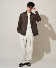 KHLED07069 a.v.v MEN(アー・ヴェ・ヴェ) 【イージーケア/洗濯機で洗える/毛玉になりにくい/ストレッチ】ベルト付きワイドテーパードチノパンツ ベージュ