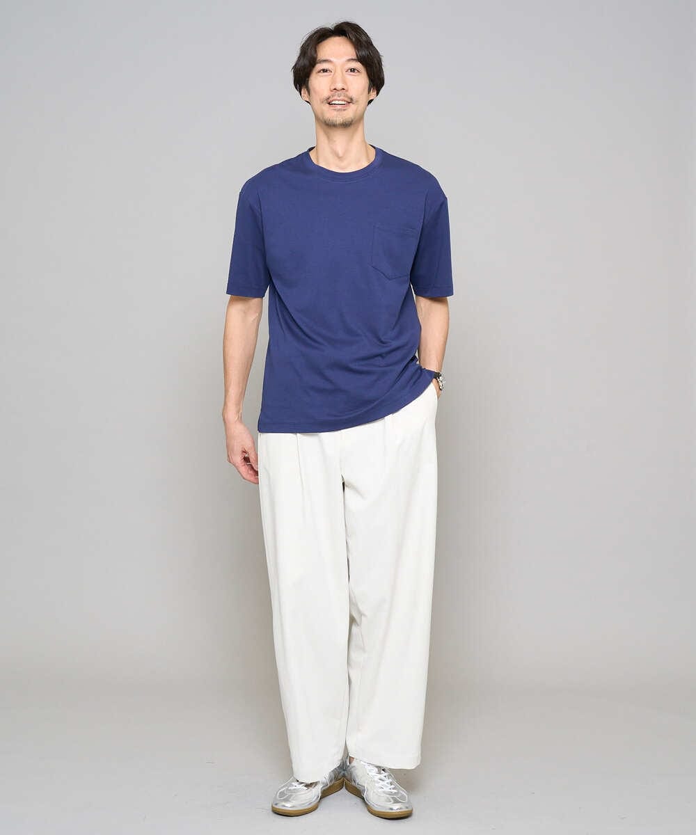 KHLED07069 a.v.v MEN(アー・ヴェ・ヴェ) 【イージーケア/洗濯機で洗える/毛玉になりにくい/ストレッチ】ベルト付きワイドテーパードチノパンツ ベージュ