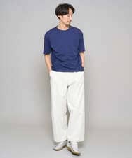 KHLED07069 a.v.v MEN(アー・ヴェ・ヴェ) 【イージーケア/洗濯機で洗える/毛玉になりにくい/ストレッチ】ベルト付きワイドテーパードチノパンツ ベージュ