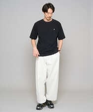 KHLED07069 a.v.v MEN(アー・ヴェ・ヴェ) 【イージーケア/洗濯機で洗える/毛玉になりにくい/ストレッチ】ベルト付きワイドテーパードチノパンツ ベージュ