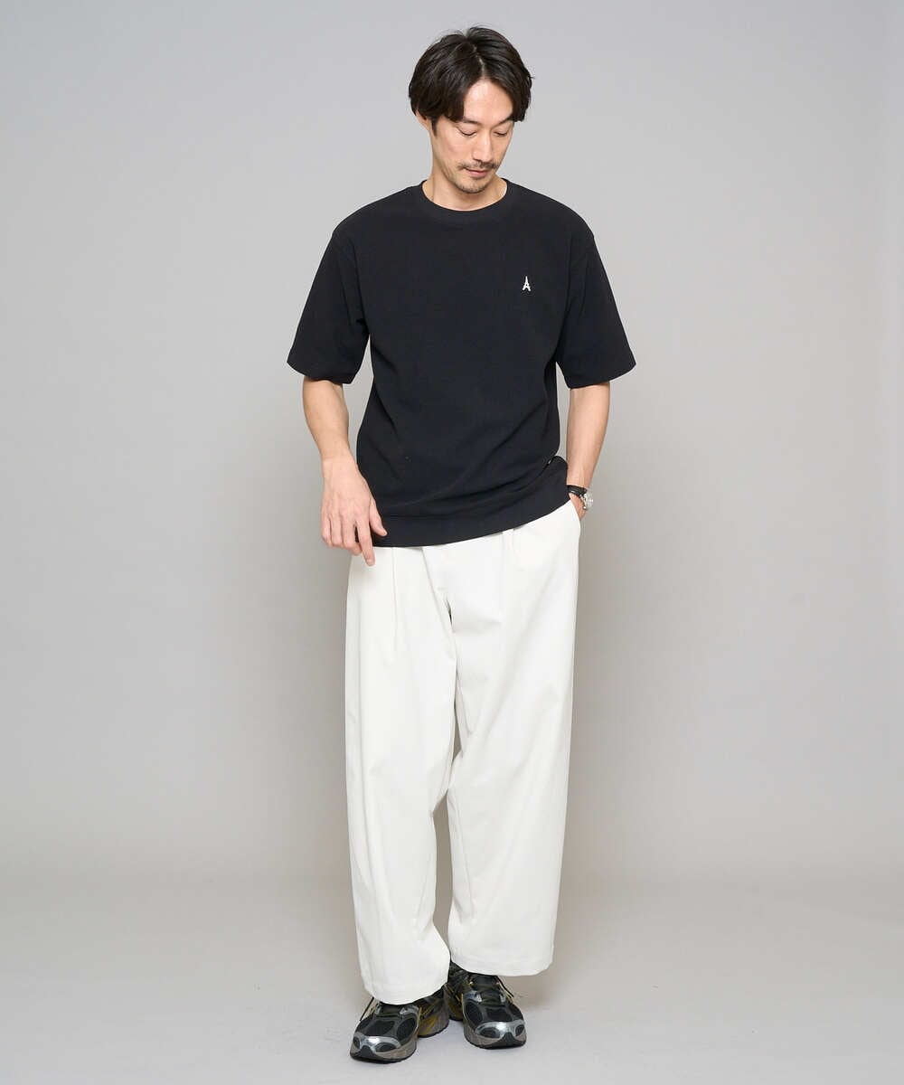 KHLED07069 a.v.v MEN(アー・ヴェ・ヴェ) 【イージーケア/洗濯機で洗える/毛玉になりにくい/ストレッチ】ベルト付きワイドテーパードチノパンツ ベージュ