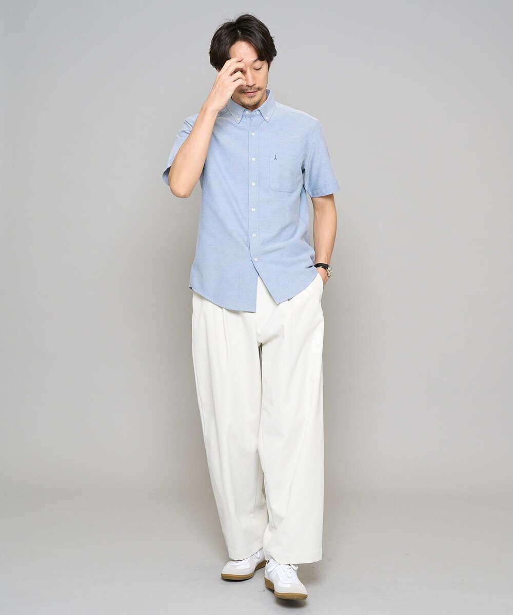 KHLED07069 a.v.v MEN(アー・ヴェ・ヴェ) 【イージーケア/洗濯機で洗える/毛玉になりにくい/ストレッチ】ベルト付きワイドテーパードチノパンツ ベージュ