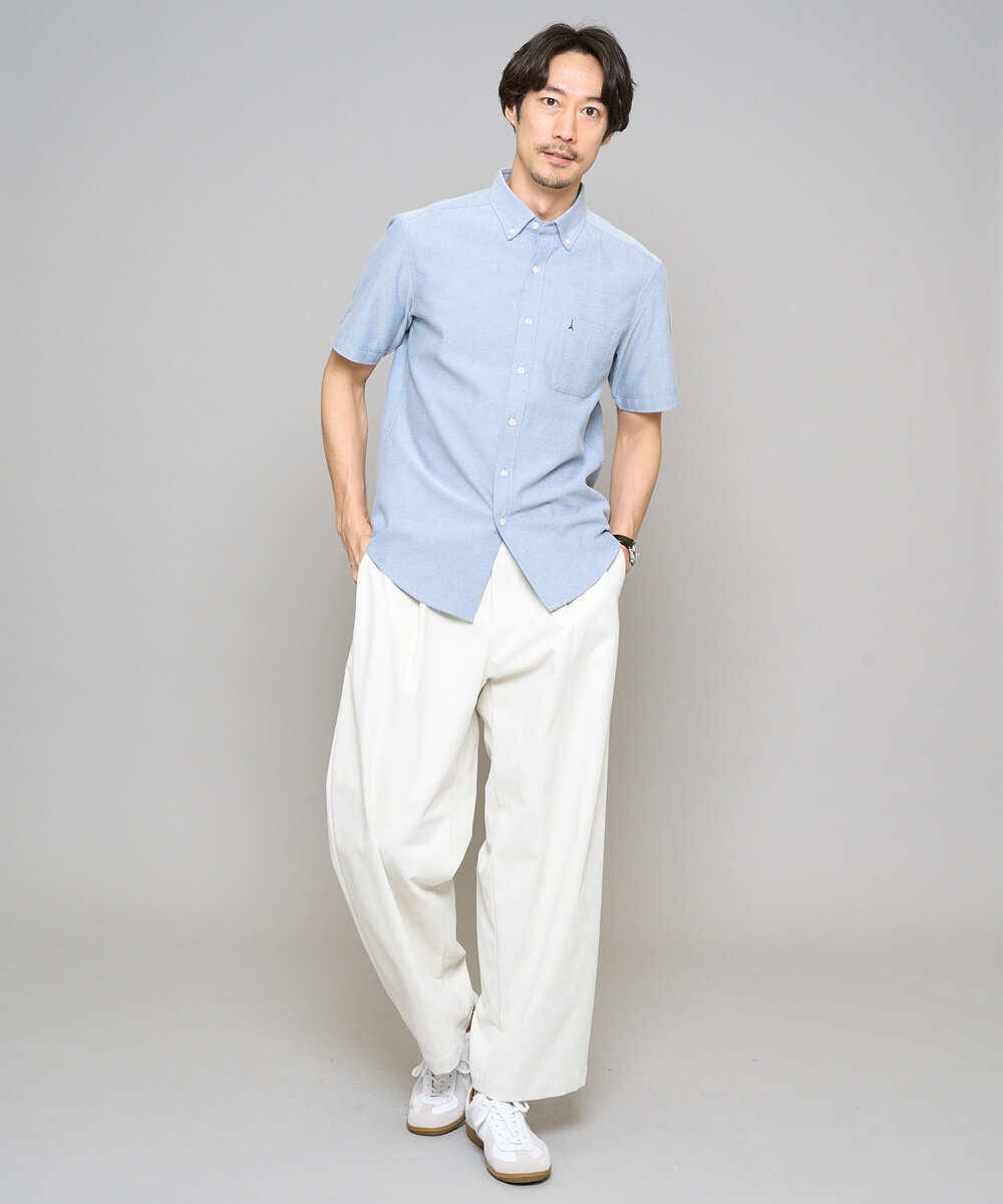 KHLED07069 a.v.v MEN(アー・ヴェ・ヴェ) 【イージーケア/洗濯機で洗える/毛玉になりにくい/ストレッチ】ベルト付きワイドテーパードチノパンツ ベージュ