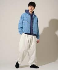 KHLED07069 a.v.v MEN(アー・ヴェ・ヴェ) 【イージーケア/洗濯機で洗える/毛玉になりにくい/ストレッチ】ベルト付きワイドテーパードチノパンツ ベージュ