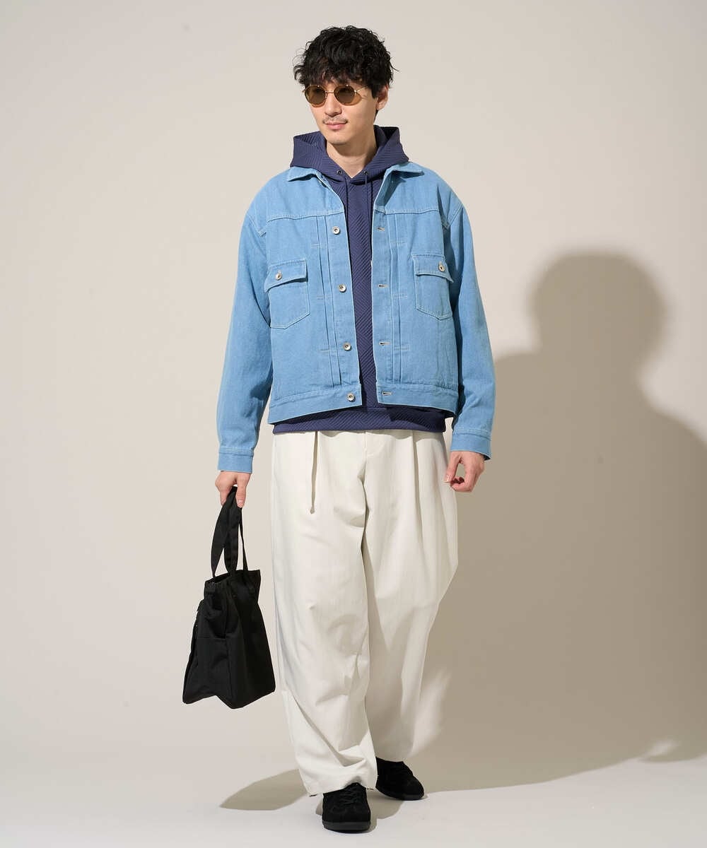 KHLED07069 a.v.v MEN(アー・ヴェ・ヴェ) 【イージーケア/洗濯機で洗える/毛玉になりにくい/ストレッチ】ベルト付きワイドテーパードチノパンツ ベージュ