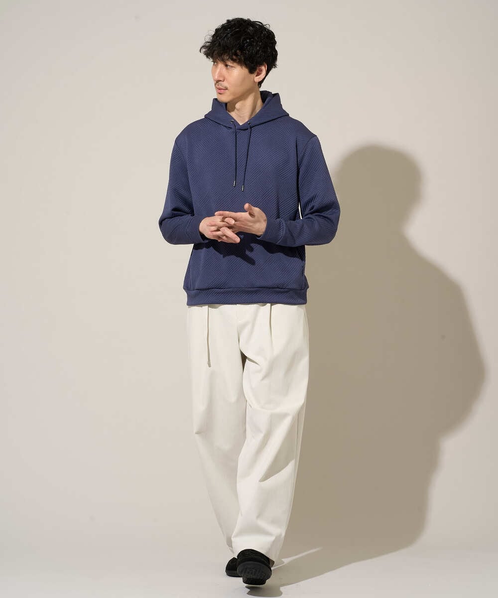 KHLED07069 a.v.v MEN(アー・ヴェ・ヴェ) 【イージーケア/洗濯機で洗える/毛玉になりにくい/ストレッチ】ベルト付きワイドテーパードチノパンツ ベージュ