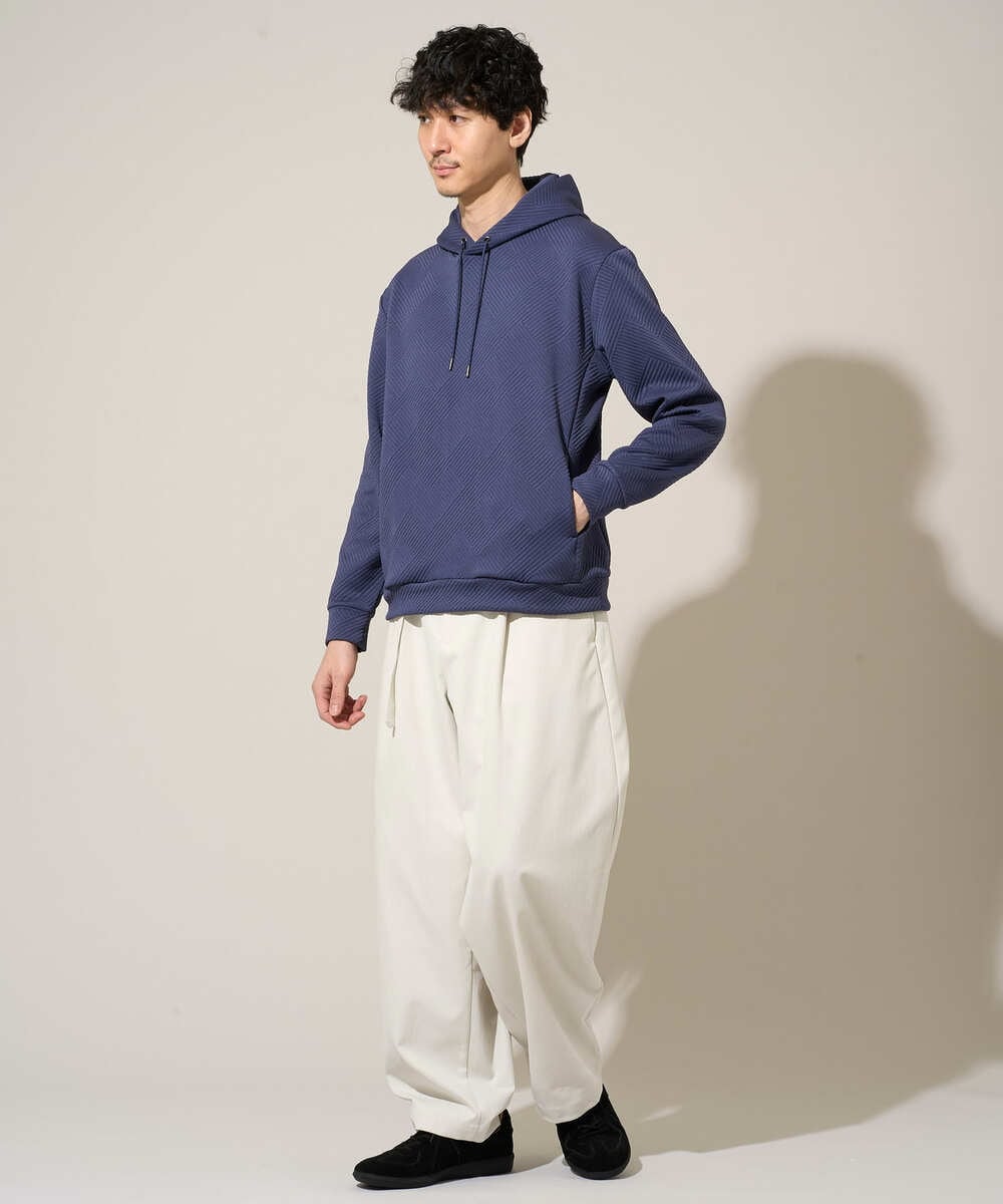 KHLED07069 a.v.v MEN(アー・ヴェ・ヴェ) 【イージーケア/洗濯機で洗える/毛玉になりにくい/ストレッチ】ベルト付きワイドテーパードチノパンツ ベージュ