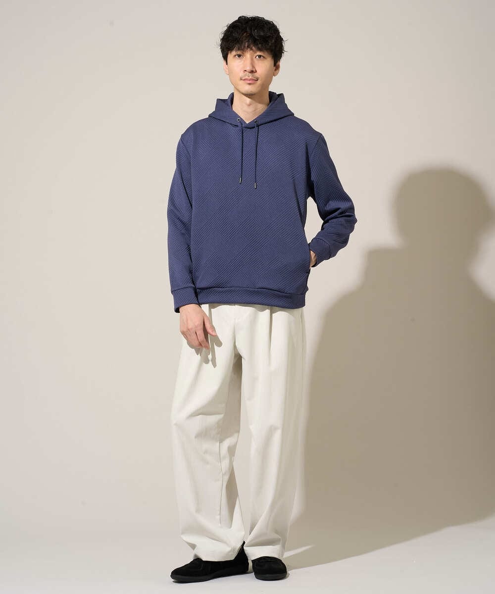 KHLED07069 a.v.v MEN(アー・ヴェ・ヴェ) 【イージーケア/洗濯機で洗える/毛玉になりにくい/ストレッチ】ベルト付きワイドテーパードチノパンツ ベージュ